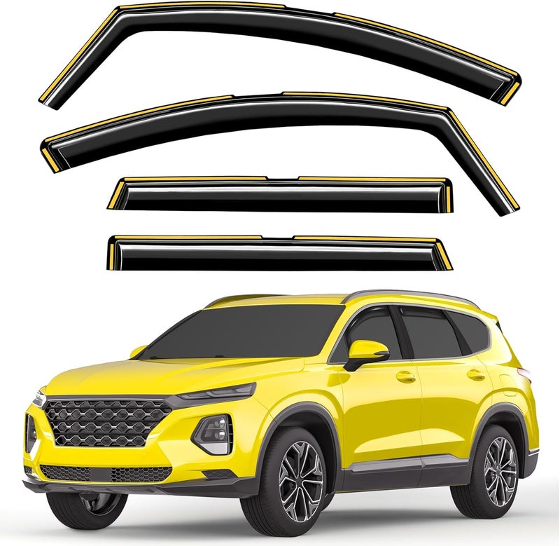 Deejecsun in-Channel Window Rain Guards Intended for Hyundai Santa Fe 5 Seats 2019-2023 (Not for XL 7 Seat) Window Deflectors Vent Visors Vent Shades Exterior Visors Rain Guards Accessories - 4 pcs - Image 1